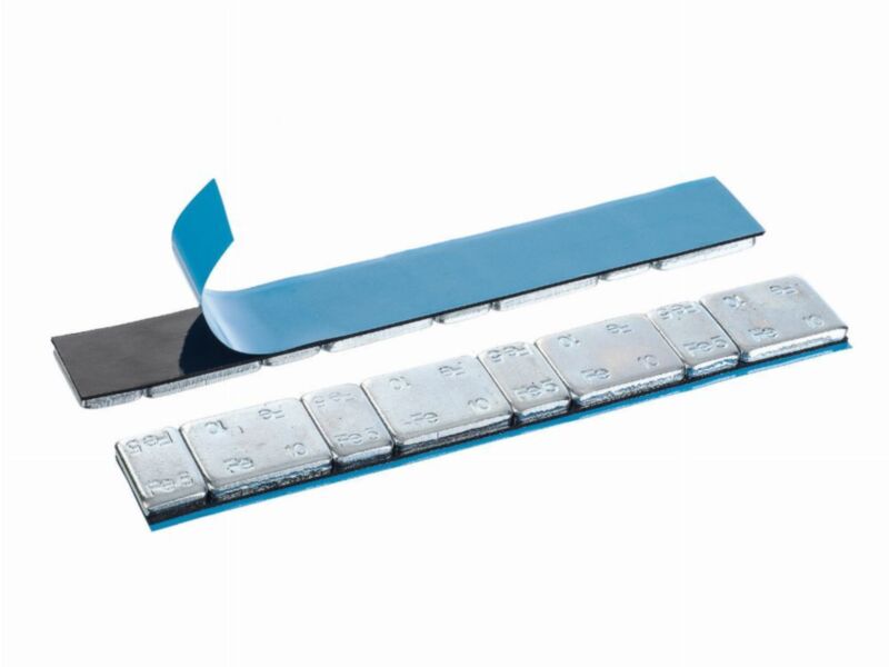 Ciężarek klejony  srebrny zaokrąglony 5g/10g stalowy pasek