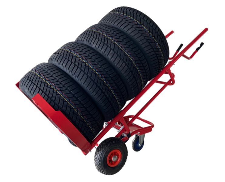 Wózek do transportu opon osobowych i SUV, pochylny 45 stopni, udźwig 150 kg