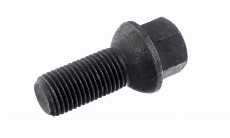 Śruba mocująca M14x1,5, gwint 28mm, kula, klucz 17, czarna