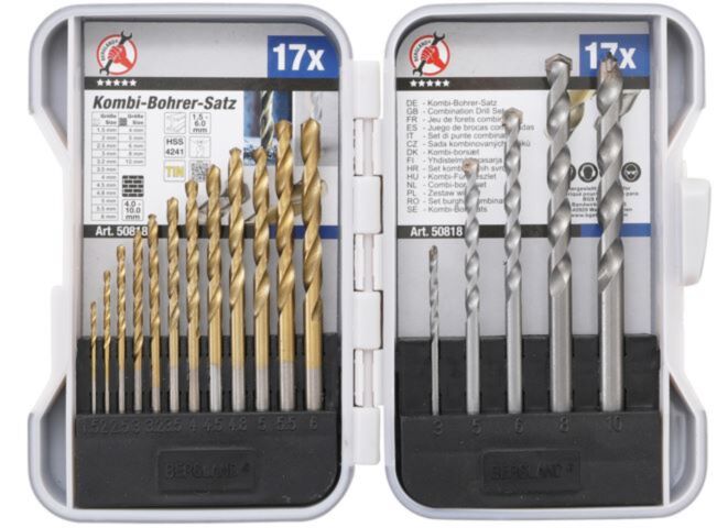 Zestaw wierteł do metalu i betonu 1,5 - 10mm 17szt