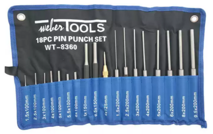 ZESTAW WYBIJAKÓW PRZECINAKÓW I PUNKTAKÓW 18 SZTUK